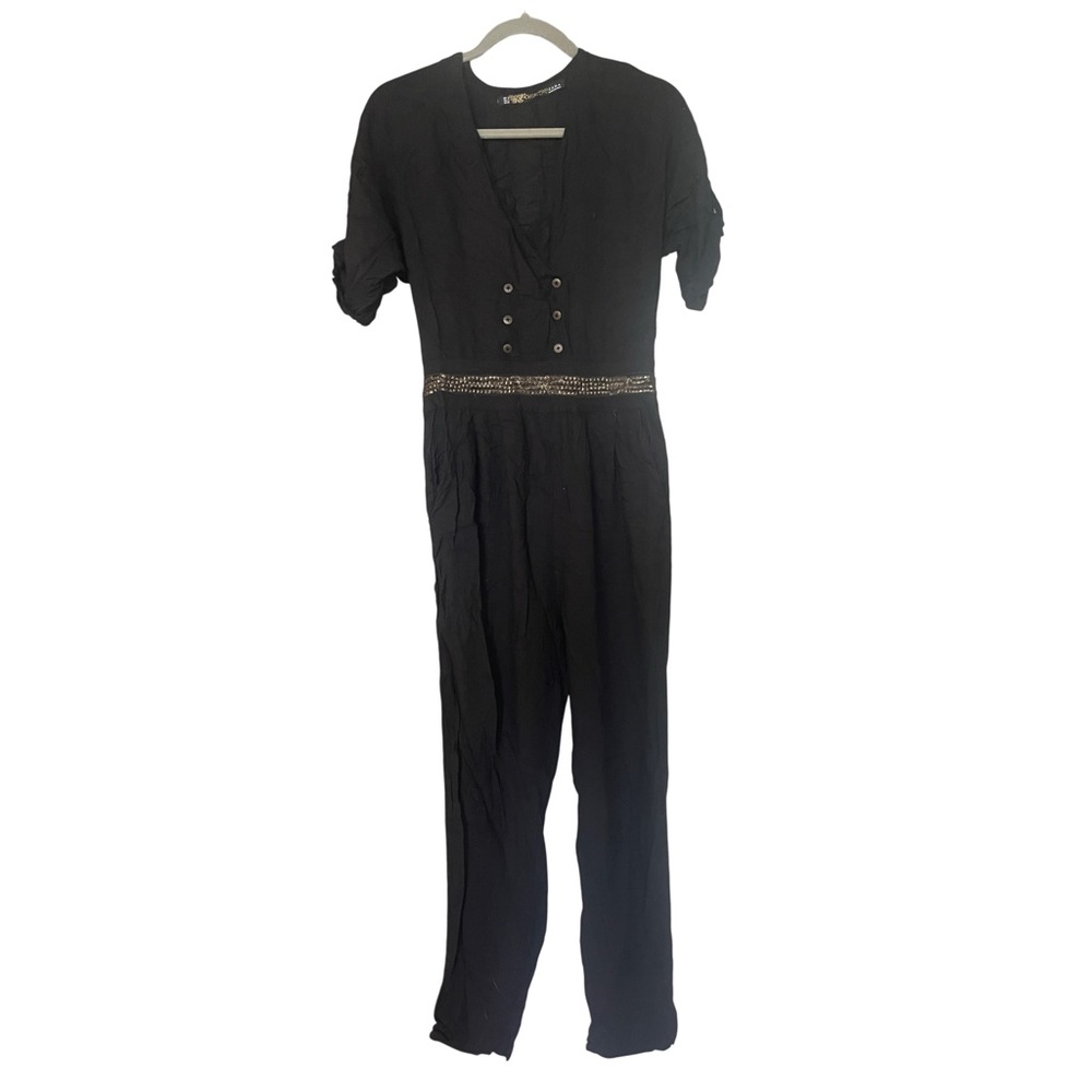 ZARA VINTAGE Black And Gold Sequin Jumpsuit